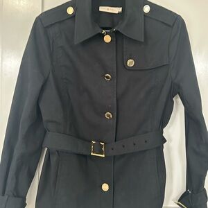 Beautiful classic  Tory Burch black  gold buttons. Woven cotton classic jacket.